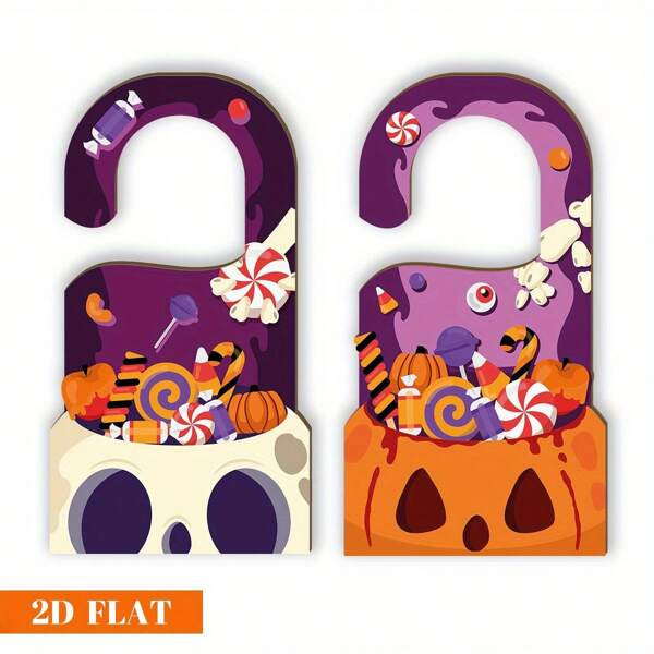 1 And 2 Pieces, Wooden Halloween Door Hanging Decorations, Classical Fantasy Style, Easy To Hang, Suitable For Doors, Bedrooms, Bathrooms, Thanksgiving - Made Of Wood, Door Hanging Decorations Home Decor Halloween Decor Fall Decor Room Decor