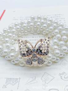 1件女士时尚INS百搭甜美弹力腰链连衣裙珍珠水晶水钻腰带婚礼新娘腰带性感伴娘服各种百搭腰饰 - 彩色 - 查看 15