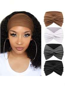4pcs Women Headband, Boho Style Headscarf, Retro Turban Headband Hair Accessories, Suitable For Yoga, Running, Sports