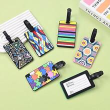 6 件/随机 3 件创意多色行李牌、行李配件、吊牌、机场防丢失 ID 标签、易于识别的旅行和商务标签、男女必备飞机行李牌旅行必备品旅行配件假期暑假返校迷你旅行产品学校包学校配件学校用品 - 彩色 - 查看 3