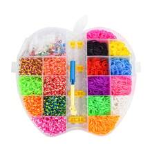 新款彩色橡皮筋礼盒，带有可爱的大苹果和熊形状，适合制作项链、手链、戒指，适合各种节日、生日，是最佳礼物