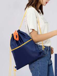 1pc Portable Drawstring Backpack, Waterproof Drawstring Pocket Backpack, Unisex Sports Gym Bag, Large Capacity Travel Backpack, Lightweight Foldable Casual Daypack, Suitable For Teens, Women, College Students, Boys, Men, Teachers, Perfect For Back To School, University, Outdoor Activities, Travel, Hiking, Sports Venues, Beach, Vacation, Etc. - Multicolor - View 5