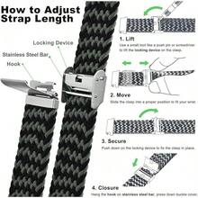 Smart Watch Strap - Green Black (Silver Buckle) - View 5
