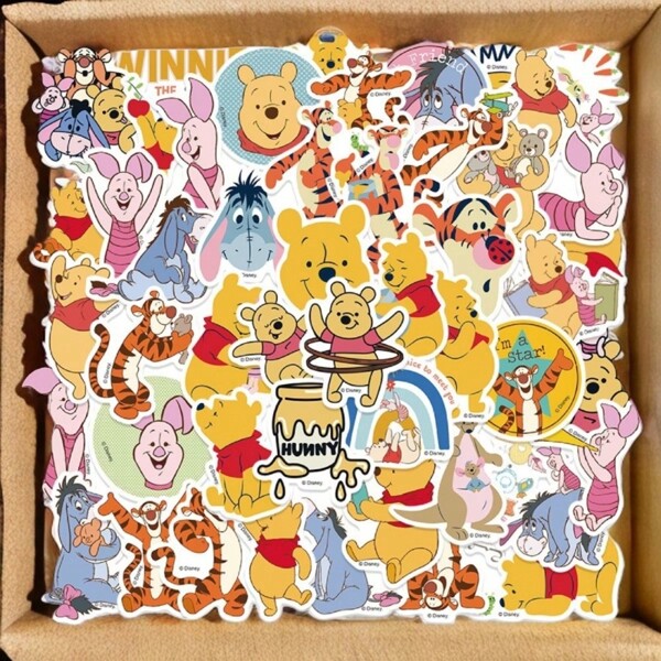 Disney 200/100/50 Pcs Cute Winnie The Pooh Stickers, Waterproof, Suitable For Scrapbooking, Water Bottles, Skateboards And More, Versatile Use Room Decor Home Decor Wall Decor Wall Stickers Wall Sticker