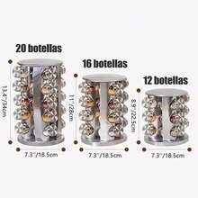 Especiero Giratorio con 12/16/20 Tarros Organizador De Especias Condimentos Hierbas Carrusel de Frascos 360 grados Especieros para Hogar Cocina - Plateado - Ver 8