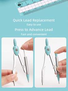 学生几何圆规套装，7 件套数学尺子套件，带金属盒，包括圆规、量角器、橡皮擦、三角尺、直尺 - 适用于学校、考试、学习和办公室使用的学校用品，返校