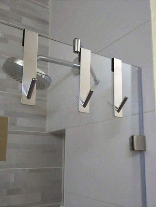 1/2pc S-Shaped Stainless Steel Shower Towel Bar Rack, Fits Glass Door, Bathroom Robe Hooks, Easy Installation S-Shaped Towel And Robe Hooks, Suitable For Shower, Kitchen, Bedroom - , Space-Saving Bathroom Accessory