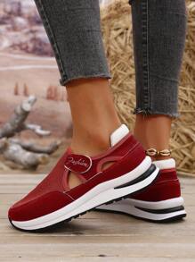 Women's New Round Toe Thick Sole Casual Sneakers, Mesh Fabric Upper For Comfort & Breathability, Hook And Loop Design For Easy On/Off, Non-Slip & Durable Sole, Fashion Versatile, Suitable For Daily Casual, Sports, Running, Hiking, Walking
