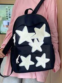 Mochila Clássica Masculina com Estampa de Estrela, Adequada para Escola, Vida Diária, Rua e Ao Ar Livre, Mochila Versátil de Grande Capacidade com Múltiplos Bolsos