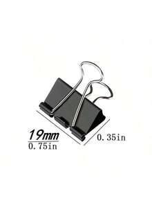 12pcs Black Binder Clips, Creative Stationery Clips For Office, Students, Tea Bags, Assorted Sizes To Meet Different Needs - Multicolor - View 3