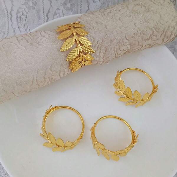 2/4/6pcs Leaf Rolling Napkin Rings, Suitable For Weddings, Parties, Celebrations, Country Gatherings, Outdoor Camping, Birthday Banquet Table Decoration