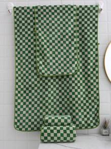 1pc/2pcs Modern Minimalist Checkered Coral Fleece Bath Towel, Super Soft & Absorbent, Extra Large Bath Towel, Quick Dry, Non-Shedding, Sauna Towel, High Quality Bathroom Accessory, Best Gift For Partner. Towel Size: 40*80cm, Bath Towel Size: 70*140cm Shower Towels For Beauty Salon, Hotel Sports, Home Essentials, Towel, Skin Care Bath Towel Sheet