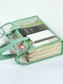 优质PVC大容量手提包，学生考试用文件夹袋，防水收纳袋