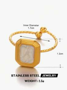 1 pieza Anillo de acero inoxidable de moda con diseño geométrico simple, apto para uso diario