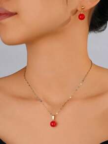 Conjunto de 3 Peças de Joias Minimalistas na Moda Versátil para Transporte, Colar, Gargantilha e Brincos de Pérola Falsa para Mulheres
