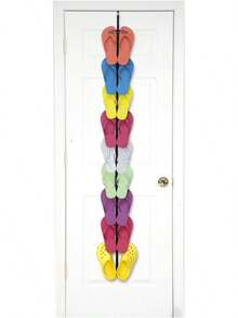 Curve Flip Flop Rack Organizer |   Holds 9 Pairs |   Over Door Organizer |   Space Saving Shoe Rack |   Adjustable Hooks |   Organize Flip Flops, And Oofos |   Black - 1 - 查看 9