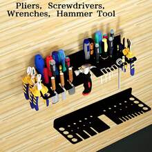 Screwdriver Organizer, Pliers Rack, Hammer Holder, Heavy Duty Wall Mounted Tool Storage Rack, Hand Tools Organizer, Metal Organizer For Garage Workshop, Garage Tool Organizer Wall Mount,15.75 Inch - 紫色 - 查看 6