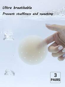 Set de 3 piezas/8cm Copas para el pecho para mujeres, cubiertas invisibles de silicona transpirables para el verano, pétalos para el pecho para lencería sin espalda - Albaricoque - Ver 1