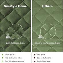 Olive Green Size Lightweight Comforter Bedspreads, Full Size Bedding Set, Durable Quilted Stitching Coverlet With 2 Pillow Shams, Pattern, All Seasons 3pcs, Luxury Home Quilts - 37 - Xám nhạt - Thêu lá - Xem 10