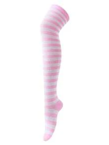 1 Pair Thigh High Socks, Anime Cosplay Role Play Style Striped & Solid Colors, Fall Socks - Multicolor - View 27