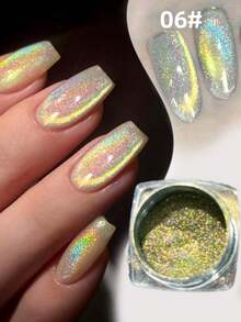 1 Pc Cat Eye Chrome Nail Powder, Chameleon Magnetic Powder, 9D Cat Eye Effect, Mirror Effect Pigment Powder, Color Changing, Rainbow Color. Very Suitable For Women'S Nail Art Design, Nail DIY, Holiday Gift - 彩色 - 查看 7