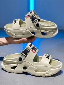Men's And Women's Slippers With Thick Soles For Height Increase, Anti-Slip, Wear-Resistant, Soft Sole And Soft Surface, And Comfortable, Suitable For Couples, Outdoor Dating, Gatherings, Color-Blocking, Letter Printing, Casual Fashion, Versatile , Men's And Women's Single-Bandippers, Comfortable Beach Shoes For Outdoor Activities, Suitable For Both Men And Women, Perfect For Summer Leisure, Work And Travel.