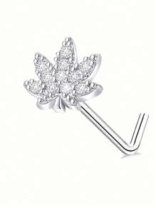 1 Stück pinker Ahornblatt-Nasenstecker/-ring mit roten, pinken und blauen Strass in Silber und Gold, geeignet für täglichen Gebrauch von Männern und Frauen