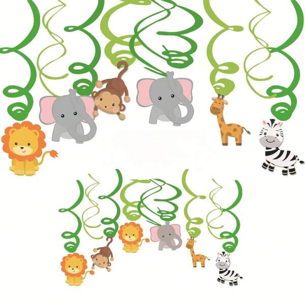 10 pezzi di decorazioni da appendere a tema animali della giungla, decorazioni a tema zoo di animali selvatici, adatto per feste di compleanno, baby shower e celebrazioni a tema fattoria e foresta - decorazioni da soffitto e parete in plastica