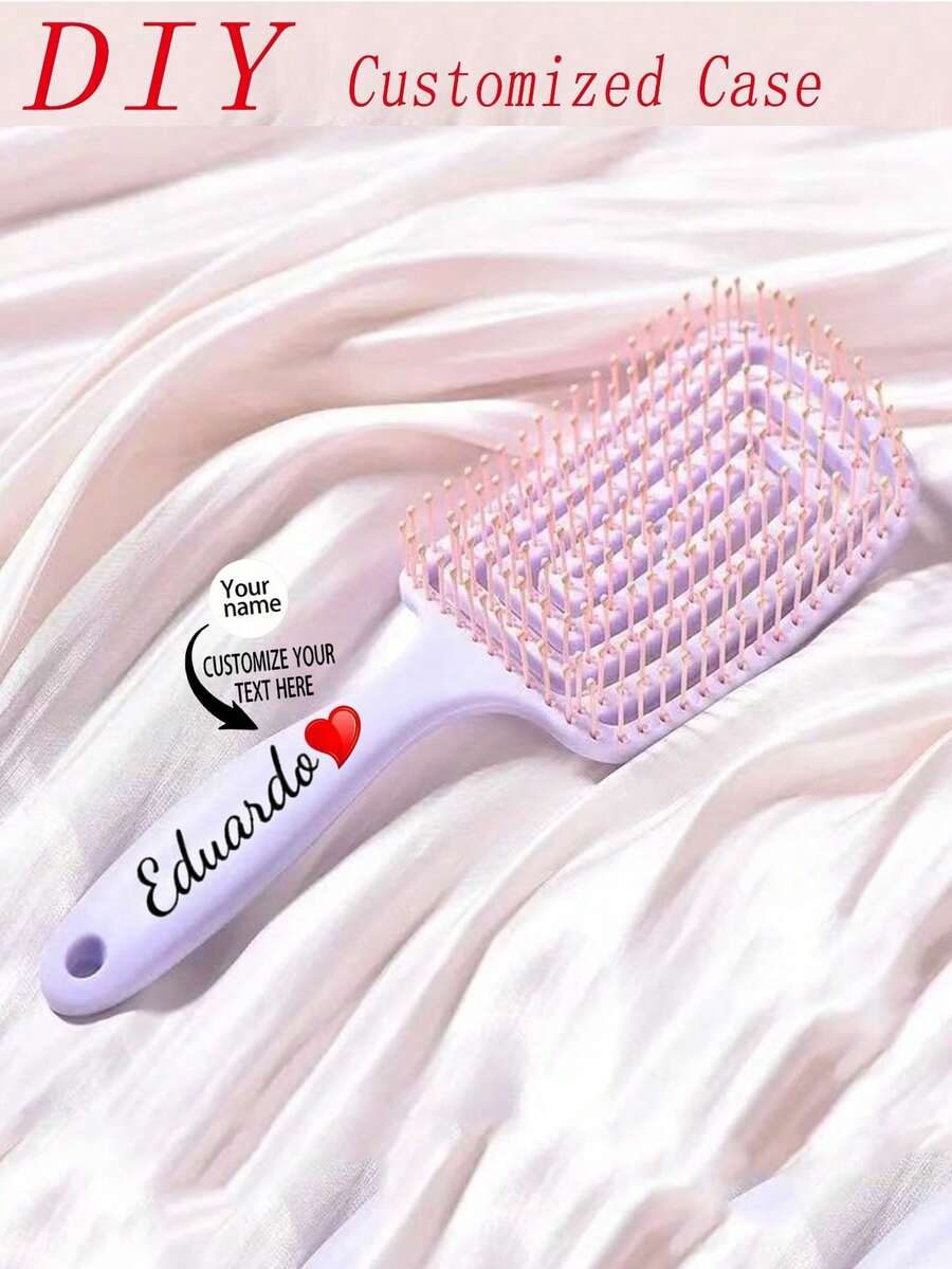 1pc Custom Comb - Personalized Custom Text, Name, This Rib Comb Women's Oil Head Styling Comb Wholesale High Cranial Top Fluffy, Large Curved Comb Massage Comb,