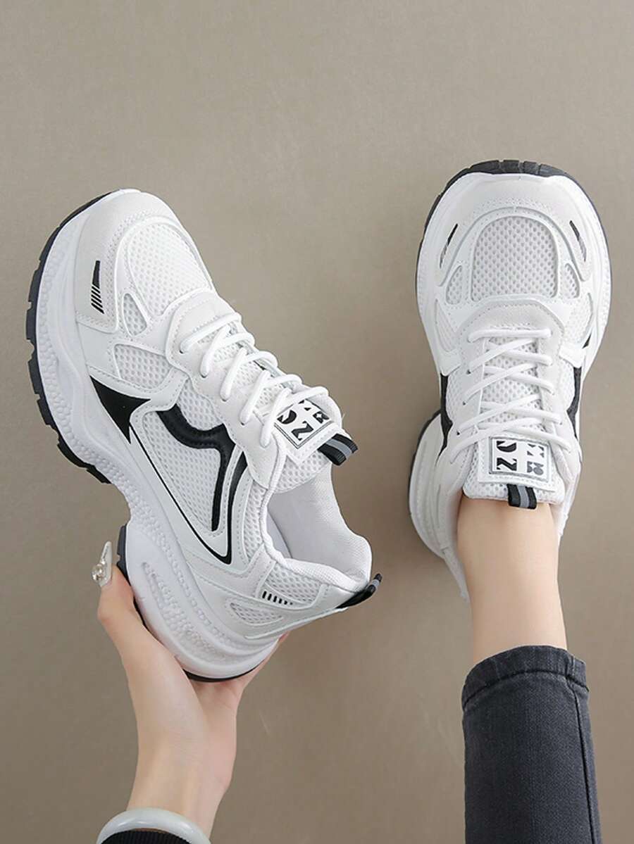 Women's Chunky Sneakers 2025 New Arrival Thick Sole Casual Comfortable Breathable Trainers, Autumn