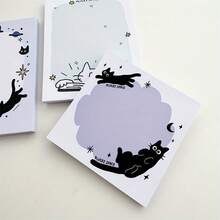 50 张黑猫太空主题便笺本 - 可爱的天文学设计记事本，适用于办公室、学校和家庭