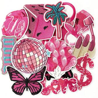 15pcs Pink Girl Series Embroidered Iron-On Patches, Suitable For DIY Clothing Decoration, Patches For Jacket, T-Shirt, Dress, Jeans, Mobile Phone Case, Bag, Card Holder, Hat, Truckers Cap, Etc.