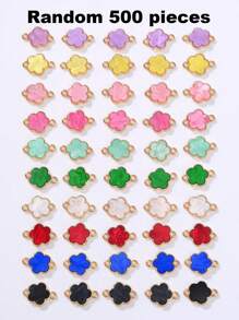 5/10/20/30/50/100/200/300/400/500 piezas Colgante con flor de cuatro hojas elegante de varios colores con dos agujeros, apto para hacer collares, pulseras, pendientes, llaveros, charms de teléfono, joyería de regalo para parejas