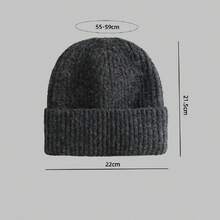 1 件卷边针织帽，简约纯色超大男女通用保暖护耳帽，适合秋冬季 - 1pcs - 查看 7