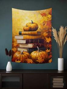 万圣节鬼魂挂毯系列南瓜灯黑暗城堡趣味鬼魂阅读万圣节横幅南瓜装饰秋季装饰挂毯墙艺术家居装饰