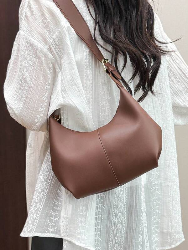 Niche Design PU Solid Color Fashion Minimalist Versatile Soft Crossbody Underarm Handbag For Women