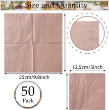 50 Pieces 3-Ply Rose Gold Napkins Disposable Folded 5 X 5 Inches Cocktail Napkins Paper Napkins For Dinner Wedding Birthday Party Dessert Napkins - 金色 - 查看 2