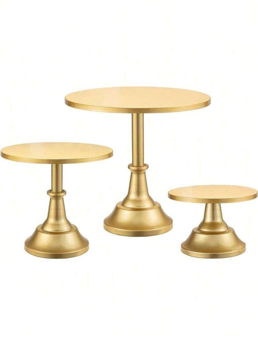 3 Pcs Cake Stand, Gold Cake Stand Set Disc Diameter 8" 10" 12", Perfect Dessert Table Display Set, Cupcake&Cake Stands For Party, Wedding, Birthday, Shower, Anniversary (Metal) - Vàng - Xem 1