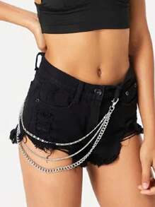 1 Stück Mehrschichtige Hip-Hop Punk Kette, dekorative Hänge Kette, Y2K Punk mehrschichtige Hosen Kette für Jeans Hosen