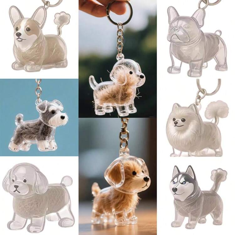 1个宠物毛发收集钥匙扣吊坠，狗/猫毛发收纳胶囊，透明宠物毛发收集器，男女通用钥匙扣礼物，可爱宠物毛发收纳钥匙扣，宠物爱好者的理想之选，圣诞节、万圣节礼物 - 彩色 - 查看 1