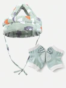 1Set Baby Infant Toddler Helmet And Non-Slip Knee For Learning To Walk, Crawl, Run, And Play Knee Pads No Bump Head - Green - View 6