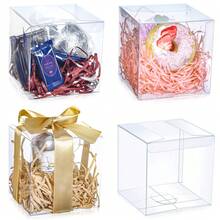 30/50pcs Transparent Party Favor Boxes (With Gift Ribbon), 2*2*2 Inch, Macaron Cupcake Candy Soap Gift Individual Packaging Boxes - Transparent - View 1