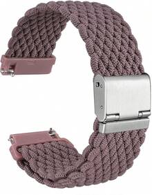 Correa de Reloj de Nylon Trenzado de 22mm para Hombres y Mujeres, Liberación Rápida, Hebilla de Acero Inoxidable Negra (Azul) - Woodrose (hebilla plateada) - Ver 1
