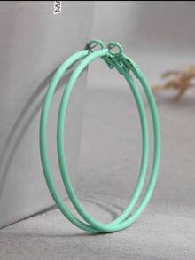 1 paire de boucles d'oreilles élégantes en forme de créoles minimalistes à la mode, de couleur blanche fluorescente et multicolore bonbon, pour femmes - Blanc - Voir 7