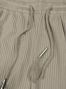 Pantalón de pierna ancha para mujer, elegantes, casuales y sexy, tela de algodón y poliéster, apto para temporadas de primavera y verano, ajuste de cintura natural con resorte y cordón, suave, fresco y ligero. - Beis - Ver 3