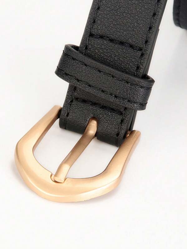 1pc Ladies' Simple And Versatile PU Belt Belt, Suit Waist Cinched Black With Skirt, Jeans Belt