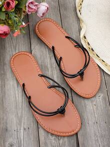 Dép xỏ ngón mùa hè cho nữ, dép quai hậu chống trượt, dép đi biển, dép bệt thông thường - màu đen - Xem 4