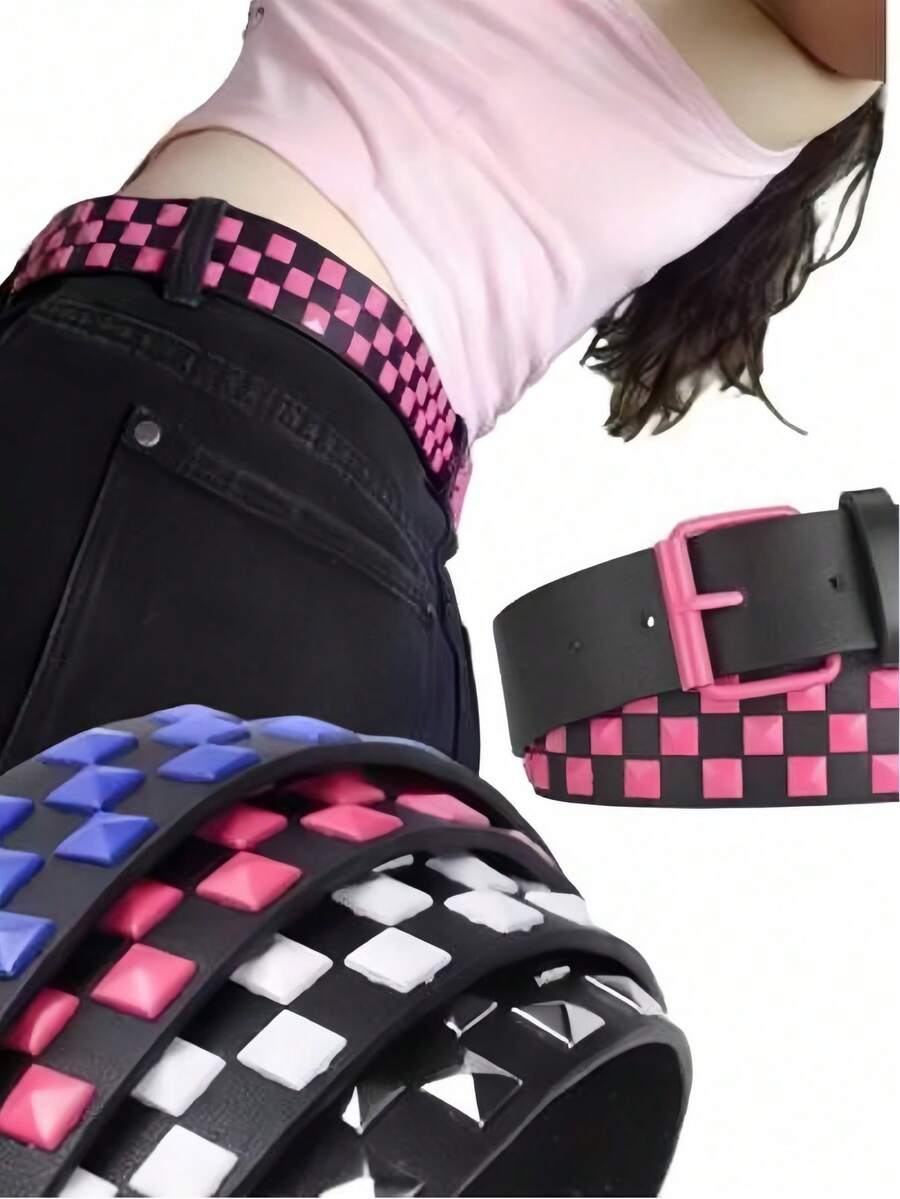 1pc Unisex Street Fashion Punk Style Belt, Suitable For Jeans, Casual Shorts - A - View 1
