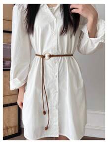 NIUKUAN 1 Dress Ladies Artistic Style Circle Thin Belt Women's Fashion Tie-In Knot-Free Belt With Skirt Decoration Suitable For Daily Wear And Use