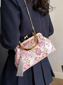 Bolso de mano estilo vintage de alta gama y exquisito para bodas, bolso de fiesta con correa de hombro de cadena metálica para mujeres